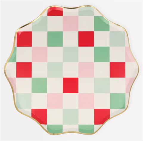 Meri Meri - Multi Check Dinner Plates - Kareli Tabaklar (L) (8'li)
