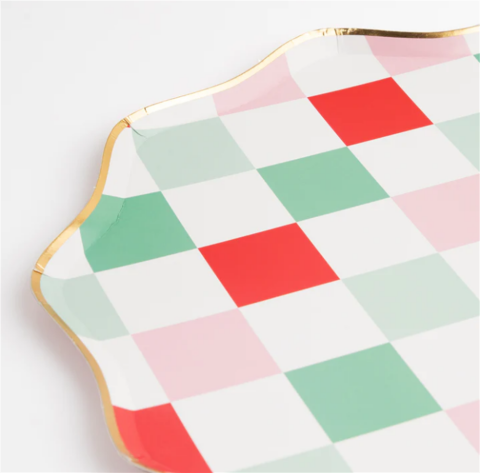 Meri Meri - Multi Check Dinner Plates - Kareli Tabaklar (L) (8'li)