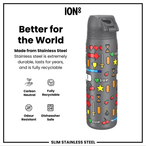 Ion8 - Paslanmaz Çelik İnce Suluk - Oyuncu - 600 ml - Sızdırmaz