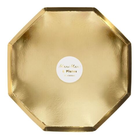 Meri Meri - Gold Plates - Altın Tabaklar - L - 8'Li