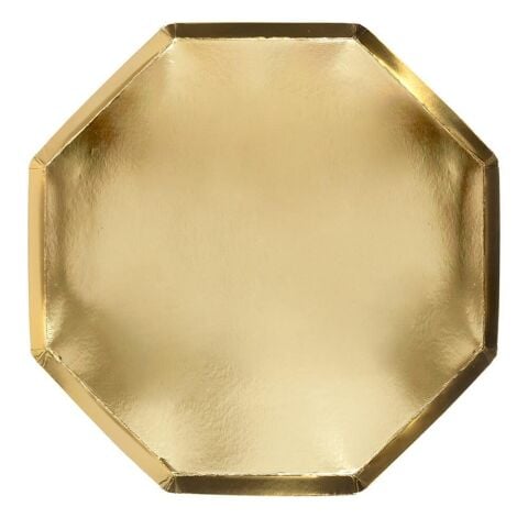 Meri Meri - Gold Plates - Altın Tabaklar - L - 8'Li