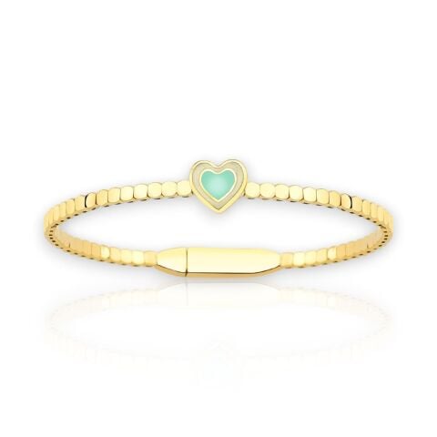 Altın Yeşil Mineli Kalp Çocuk Kelepçe