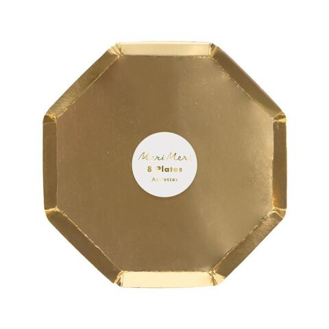 Meri Meri - Gold Plates - Altın Tabaklar - M - 8'Li