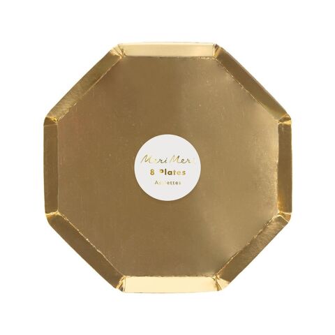 Meri Meri - Gold Plates - Altın Tabaklar - M - 8'li