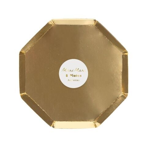 Meri Meri - Gold Plates - Altın Tabaklar - M - 8'Li