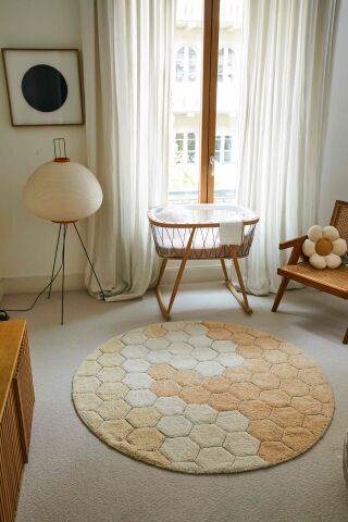 Halı, Round Honeycomb Golden