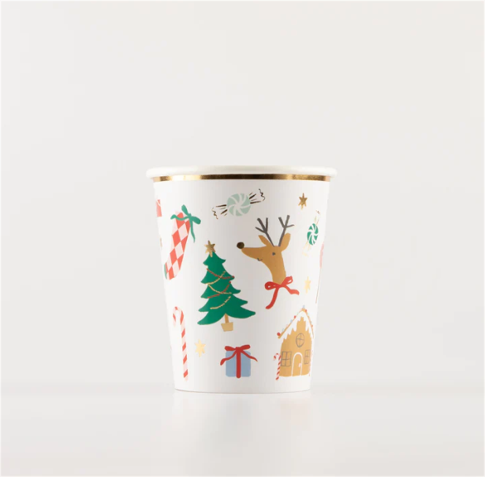 Meri Meri - Jolly Christmas Cups - Yeni Yıl Bardaklar (8'Li)
