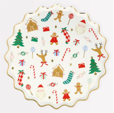 Meri Meri - Jolly Christmas Side Plates - Yeni Yıl Tabaklar (M) (8'Li)