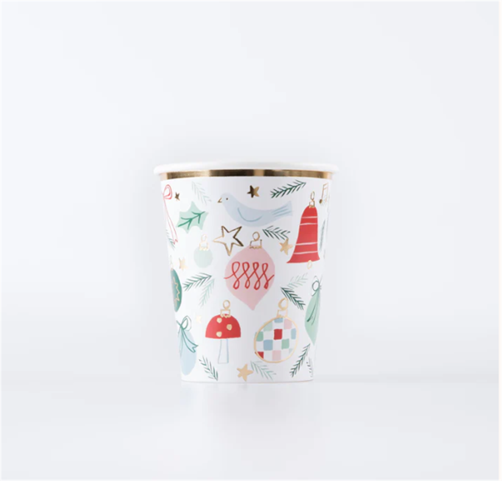 Meri Meri - Festive Pattern Cups - Yeni Yıl Bardaklar (8'Li)