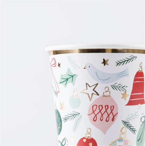 Meri Meri - Festive Pattern Cups - Yeni Yıl Bardaklar (8'Li)