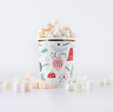 Meri Meri - Festive Pattern Cups - Yeni Yıl Bardaklar (8'Li)