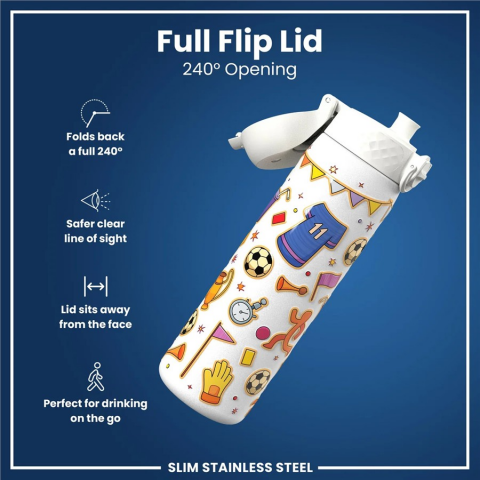 Ion8  - Paslanmaz Çelik İnce Suluk - Futbol - 600 ml - Sızdırmaz