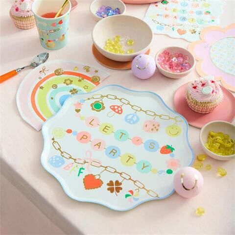 Meri Meri - Charm Party Rainbow Napkins - Bileklik Partisi Gökkuşağı Peçeteler - 16 Adet