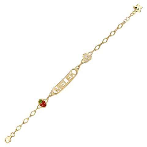 Kişiselleştirilebilir İsimli Altın Çilek-Bulut Çocuk Bileklik