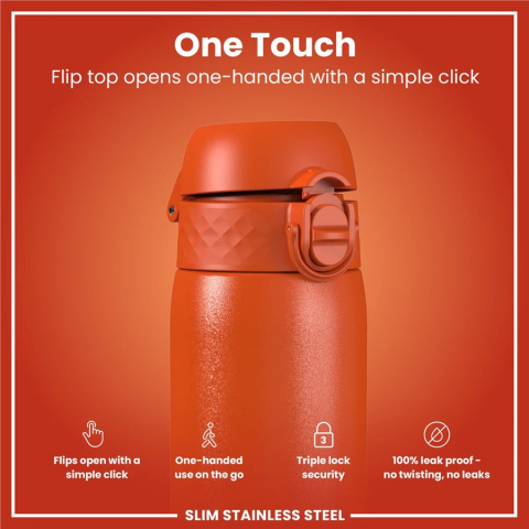 Ion8 - Paslanmaz Çelik İnce Suluk - Turuncu - 600 ml - Sızdırmaz