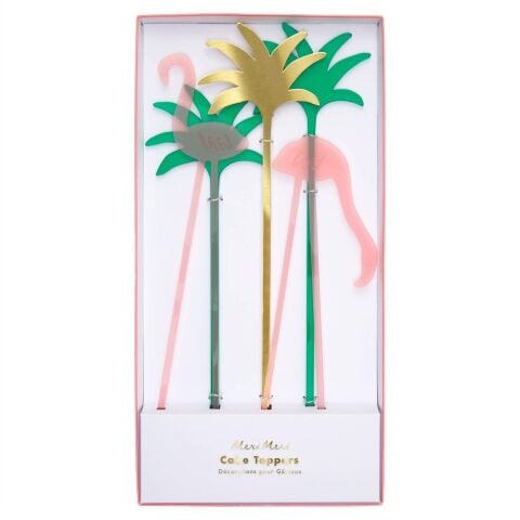 Meri Meri - Flamingo Acrylic Cake Toppers - Flamingo Akrilik Pasta Süsleri