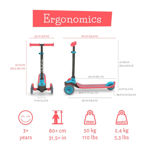 Chillafish Scotti - 3 Tekerlekli Scooter - Kırmızı
