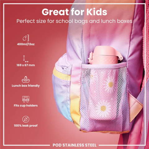 Ion8 - Paslanmaz Çelik Çocuk Suluk - Papatyalar - 400 ml - Sızdırmaz