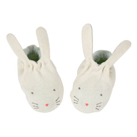 Meri Meri - Mint Bunny Baby Booties - Mint Tavşanlı Bebek Patiği