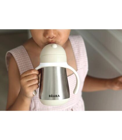 Beaba 250 ml Çelik Pipetli Suluk , Clay
