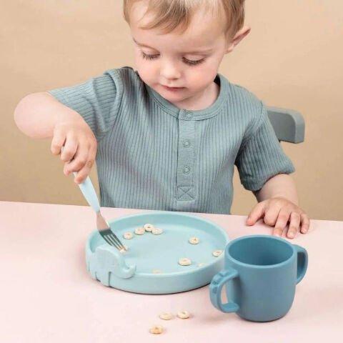 Done by Deer - Deer Friends - Paslanmaz Çelik Çatal, Kaşık ve Bıçak Seti - Mavi