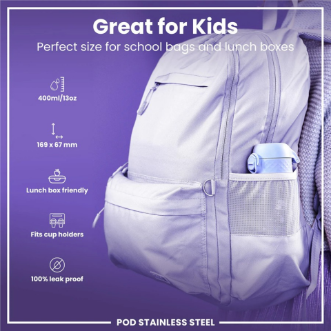 ION8 - Paslanmaz Çelik Çocuk Suluk - Periler - 400 ml - Sızdırmaz