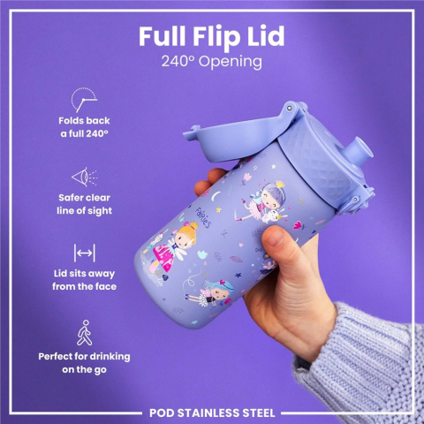 ION8 - Paslanmaz Çelik Çocuk Suluk - Periler - 400 ml - Sızdırmaz