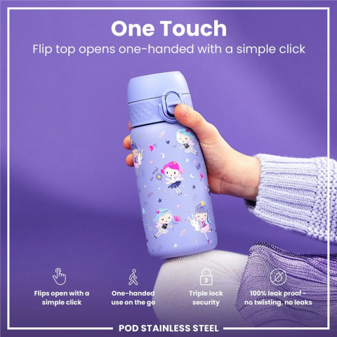 ION8 - Paslanmaz Çelik Çocuk Suluk - Periler - 400 ml - Sızdırmaz