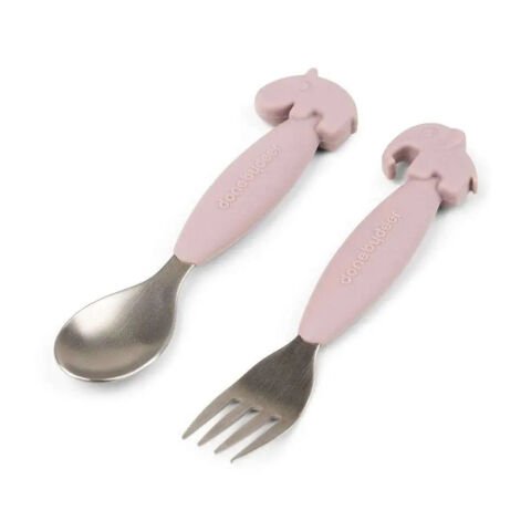 Done by Deer - Deer Friends - Paslanmaz Çelik Çatal ve Kaşık Seti - Pembe