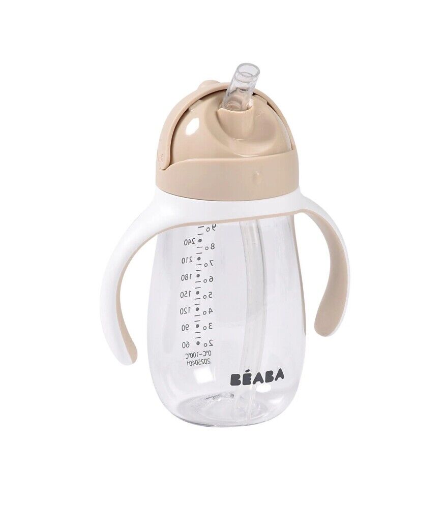 Beaba 300 ml Şeffaf Pipetli Suluk, Clay