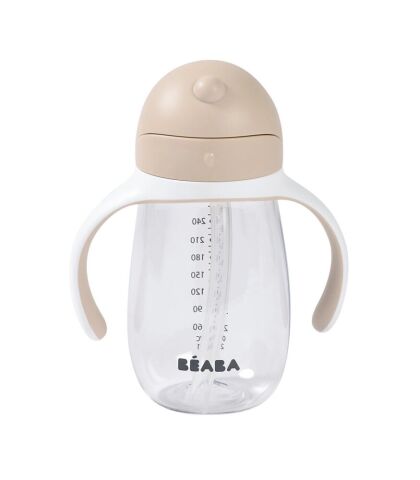 Beaba 300 ml Şeffaf Pipetli Suluk, Clay