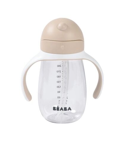 Beaba 300 ml Şeffaf Pipetli Suluk, Clay
