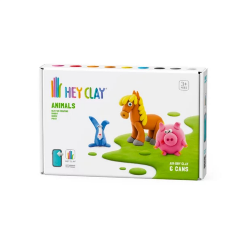 Hey Clay Hava ile Kuruyan Kil (6'lı kutu) - Hayvanlar (Domuzcuk, At, Tavşan)