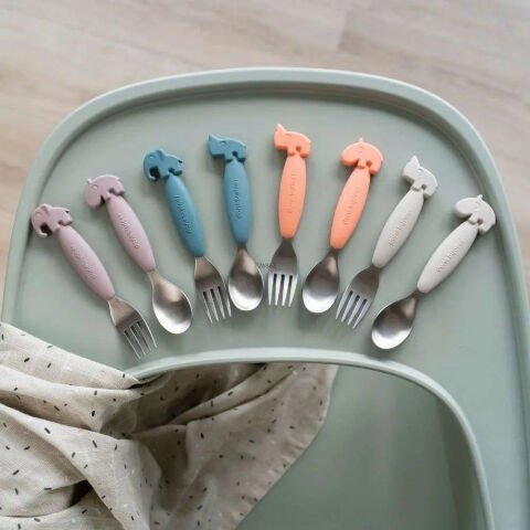 Done by Deer - Deer Friends - Paslanmaz Çelik Çatal ve Kaşık Seti - Bej