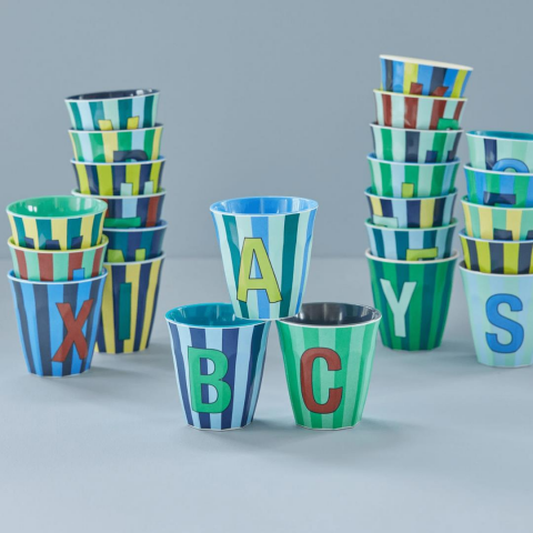 Rice - Melamin Çizgili Bardak - Mavi C