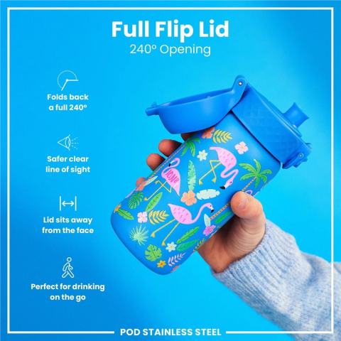 Ion8 - Paslanmaz Çelik Çocuk Suluk - Flamingolar - 400 ml - Sızdırmaz