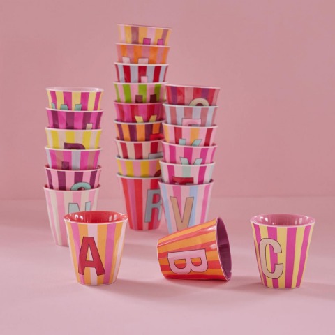 Rice - Melamin Çizgili Bardak - Pembe B