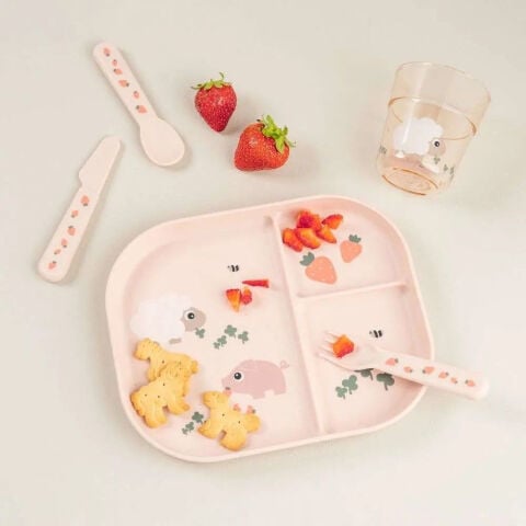 Done by Deer - Tiny Farm - Çatal, Kaşık ve Bıçak Seti - Pembe