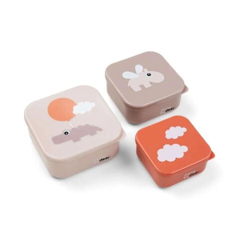 Done by Deer - Happy Clouds - 3'lü Saklama Kabı - Pembe