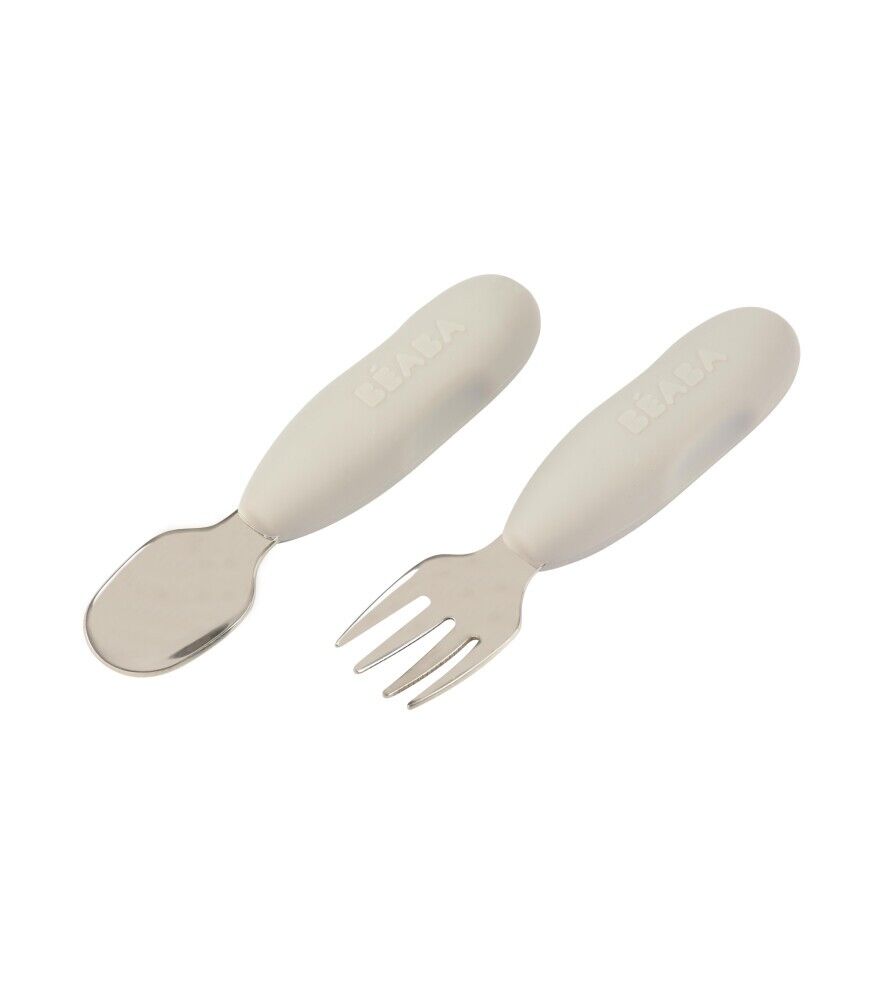 Beaba Paslanmaz Çelik Çatal Kaşık Seti - Velvet Grey