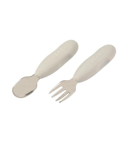 Beaba Paslanmaz Çelik Çatal Kaşık Seti - Velvet Grey