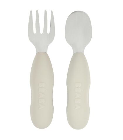 Beaba Paslanmaz Çelik Çatal Kaşık Seti - Velvet Grey