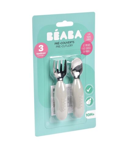 Beaba Paslanmaz Çelik Çatal Kaşık Seti - Velvet Grey