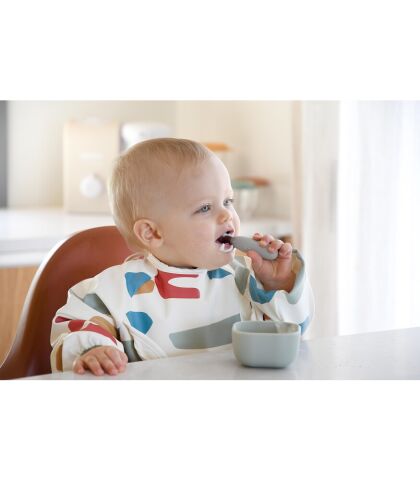 Beaba Paslanmaz Çelik Çatal Kaşık Seti - Velvet Grey