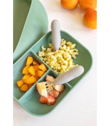 Beaba Paslanmaz Çelik Çatal Kaşık Seti - Velvet Grey