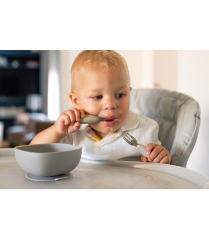 Beaba Paslanmaz Çelik Çatal Kaşık Seti - Velvet Grey