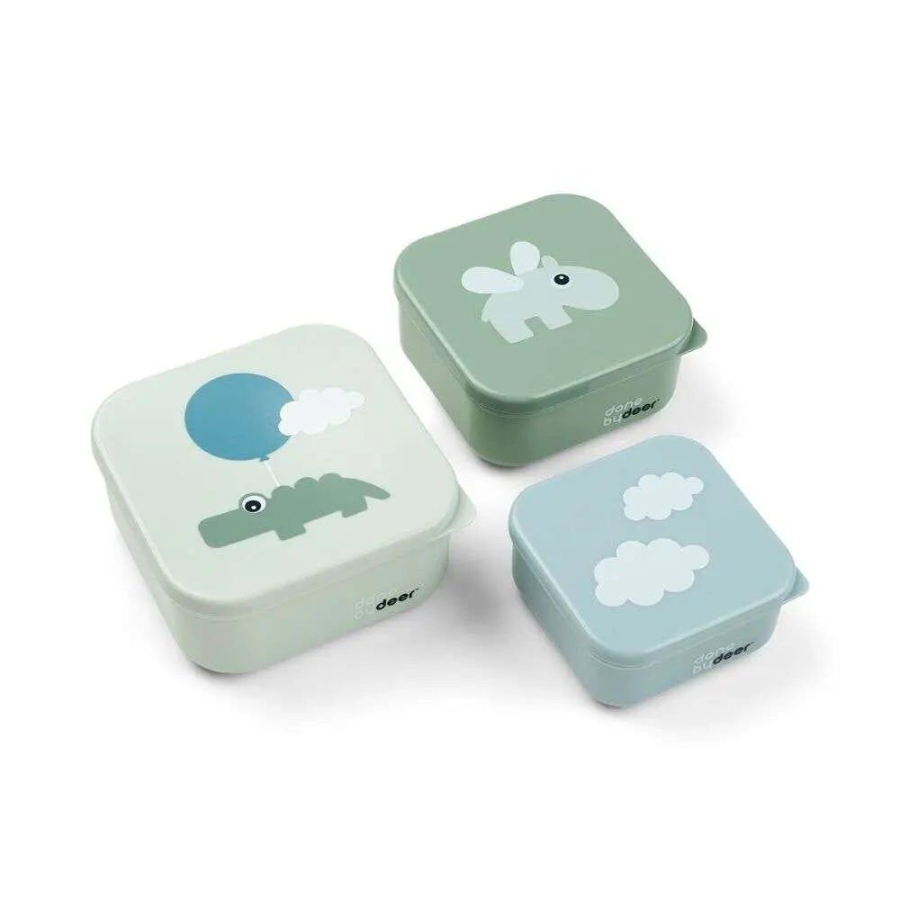 Done by Deer - Happy Clouds - 3'lü Saklama Kabı - Yeşil