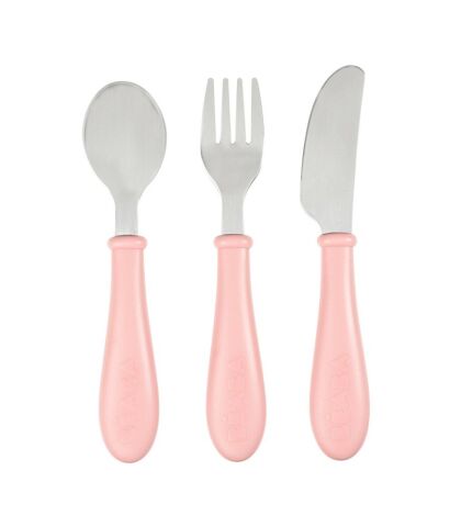 Beaba Paslanmaz Çelik Çatal Bıçak Kaşık Seti - Old Pink