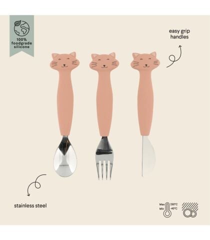 Trixie Silikon Çatal Kaşık ve Bıçak Seti Mrs.Cat