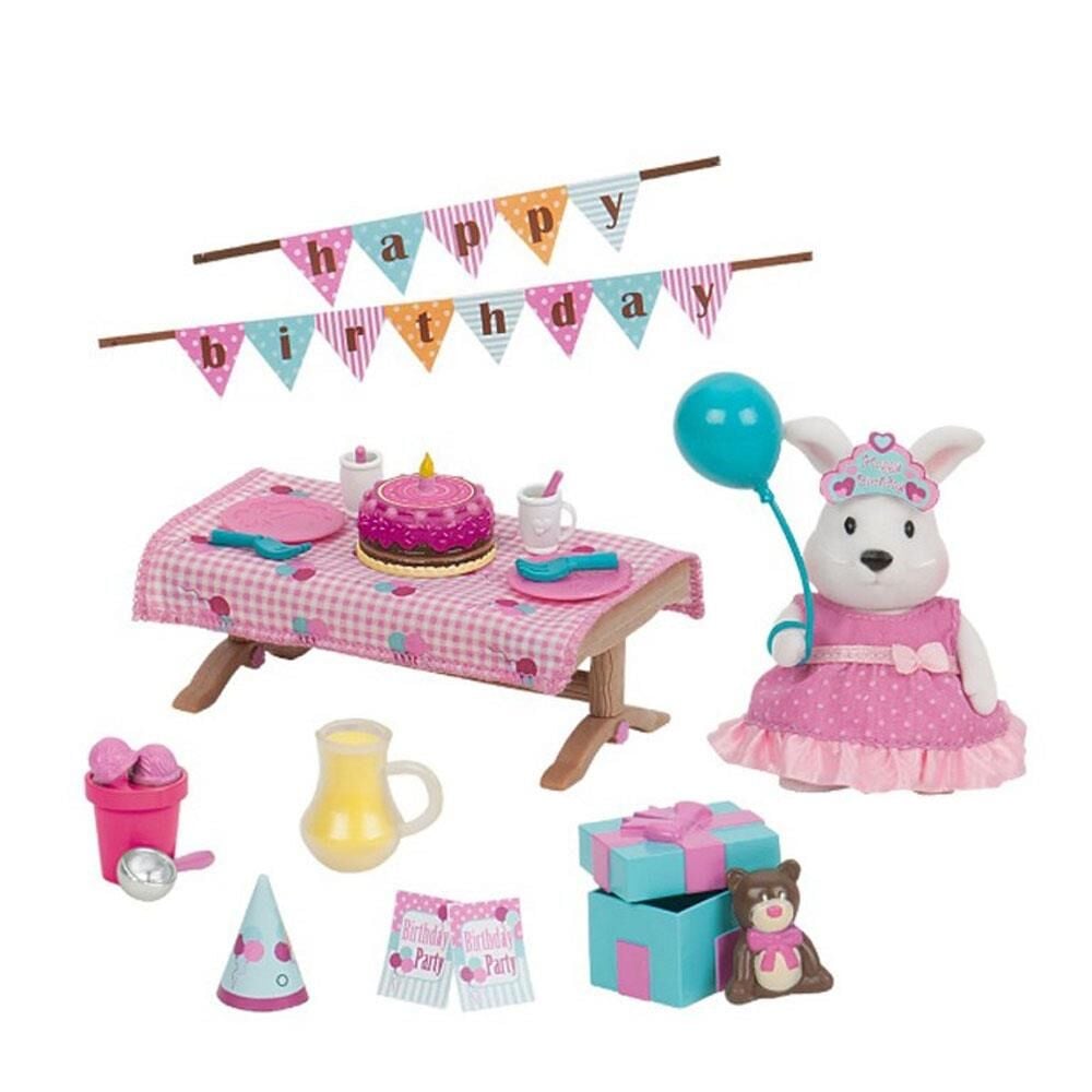 Li'l Woodzeez Parti Seti - Miniature Birthday Party Playset